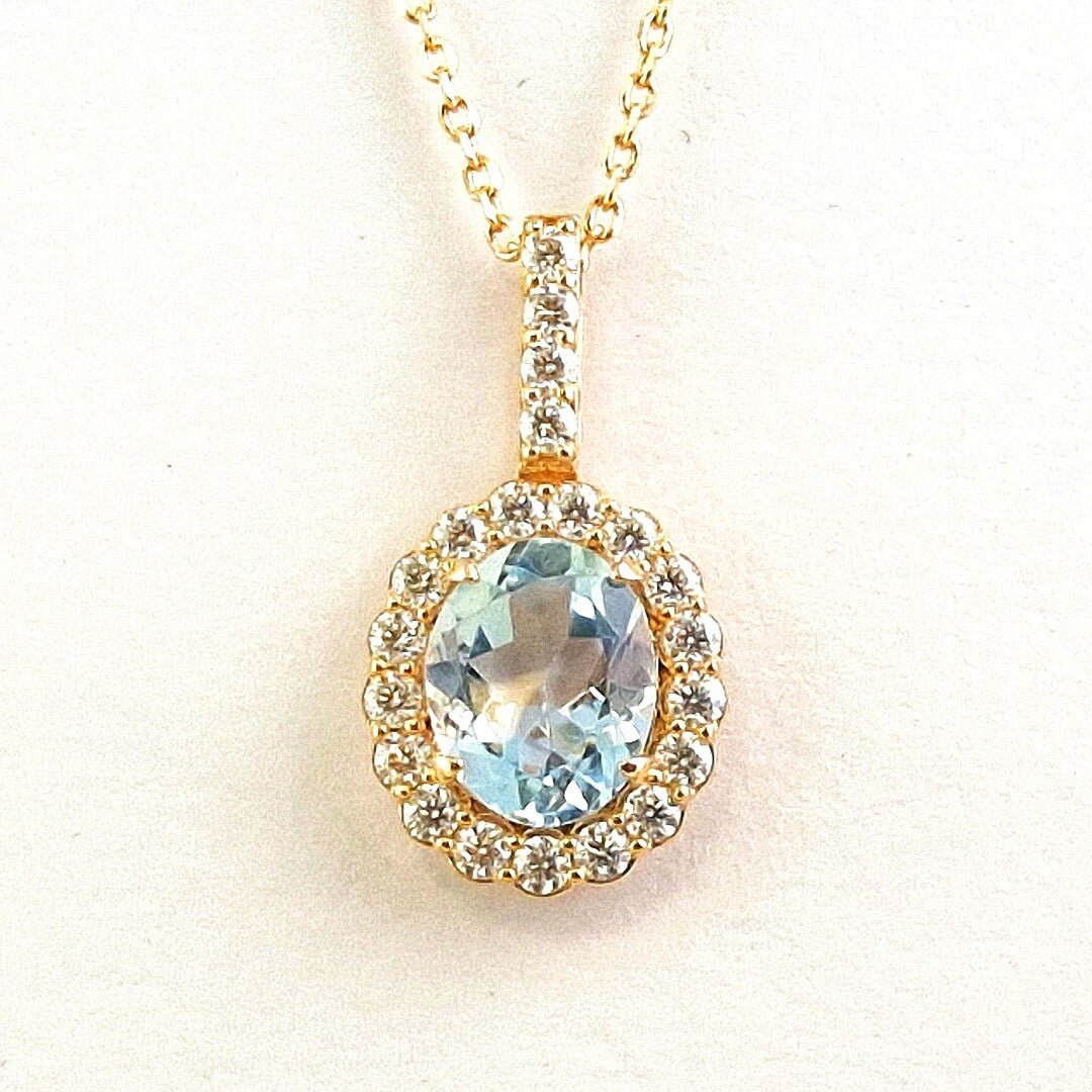 Topaz & Moissanite 14K Gold Vermeil Necklace - SOPHYGEMS