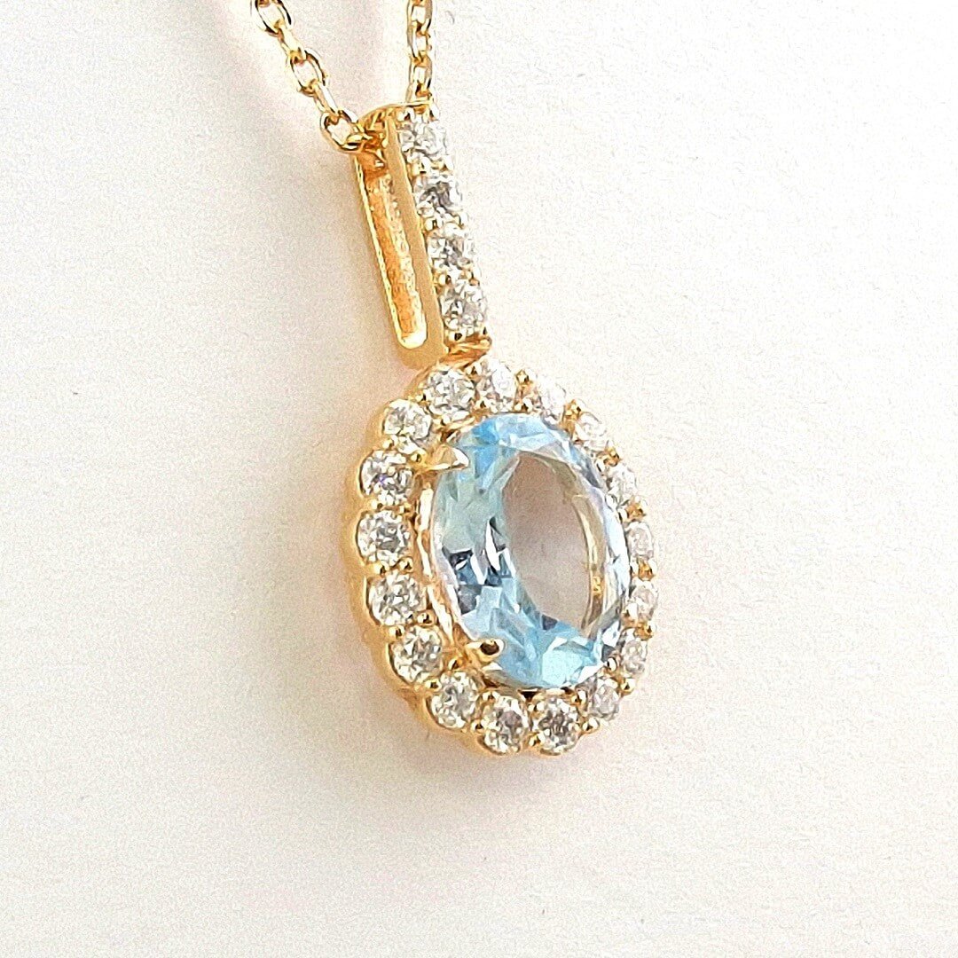 Topaz & Moissanite 14K Gold Vermeil Necklace - SOPHYGEMS