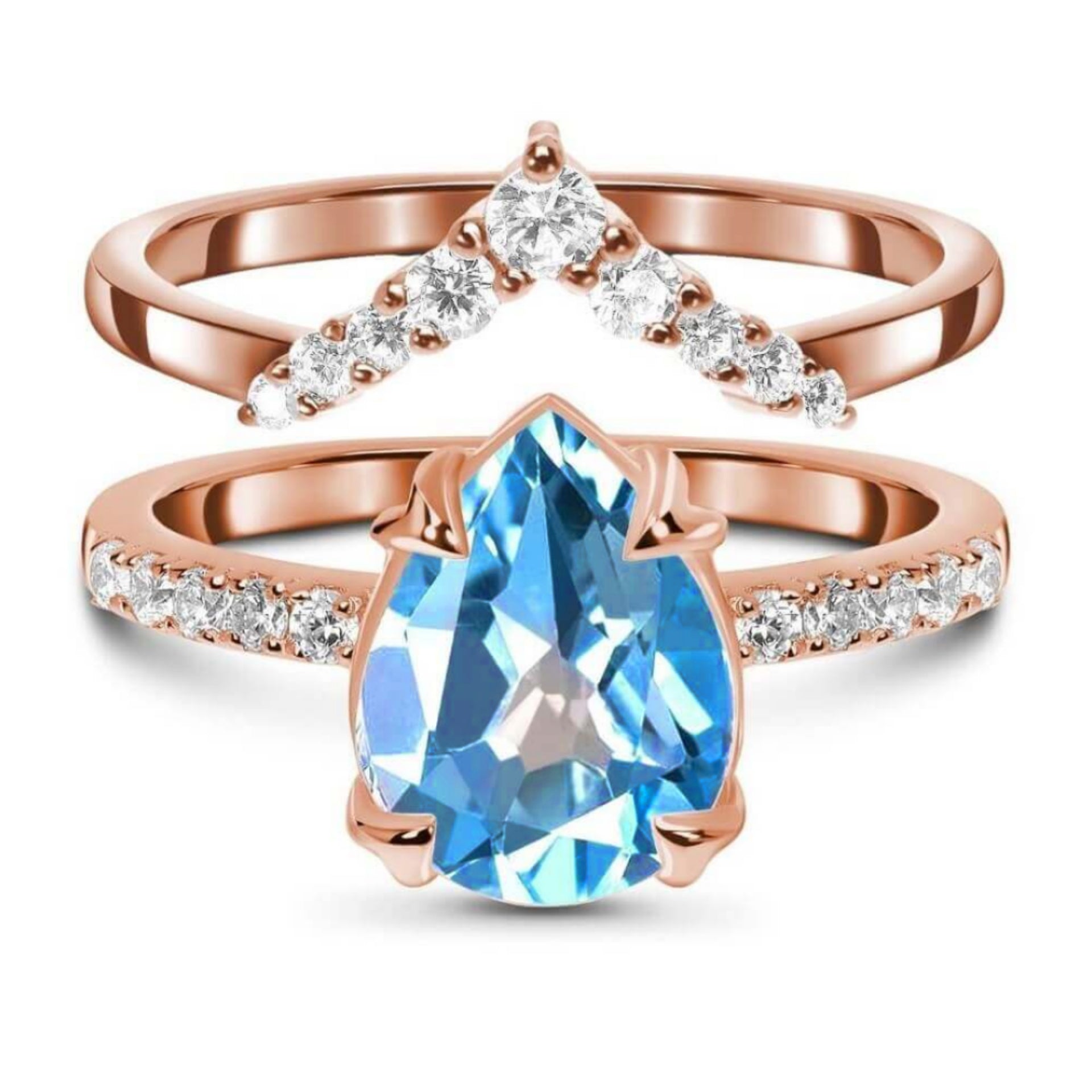 Topaz & Moissanite 14K Gold Vermeil Ring Bundle - SOPHYGEMS