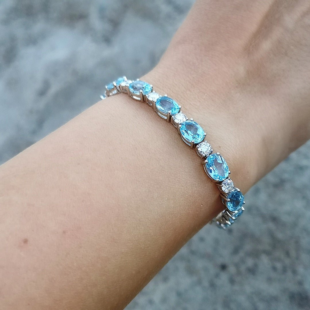 Topaz & Moissanite 925 Silver Tennis Bracelet - SOPHYGEMS