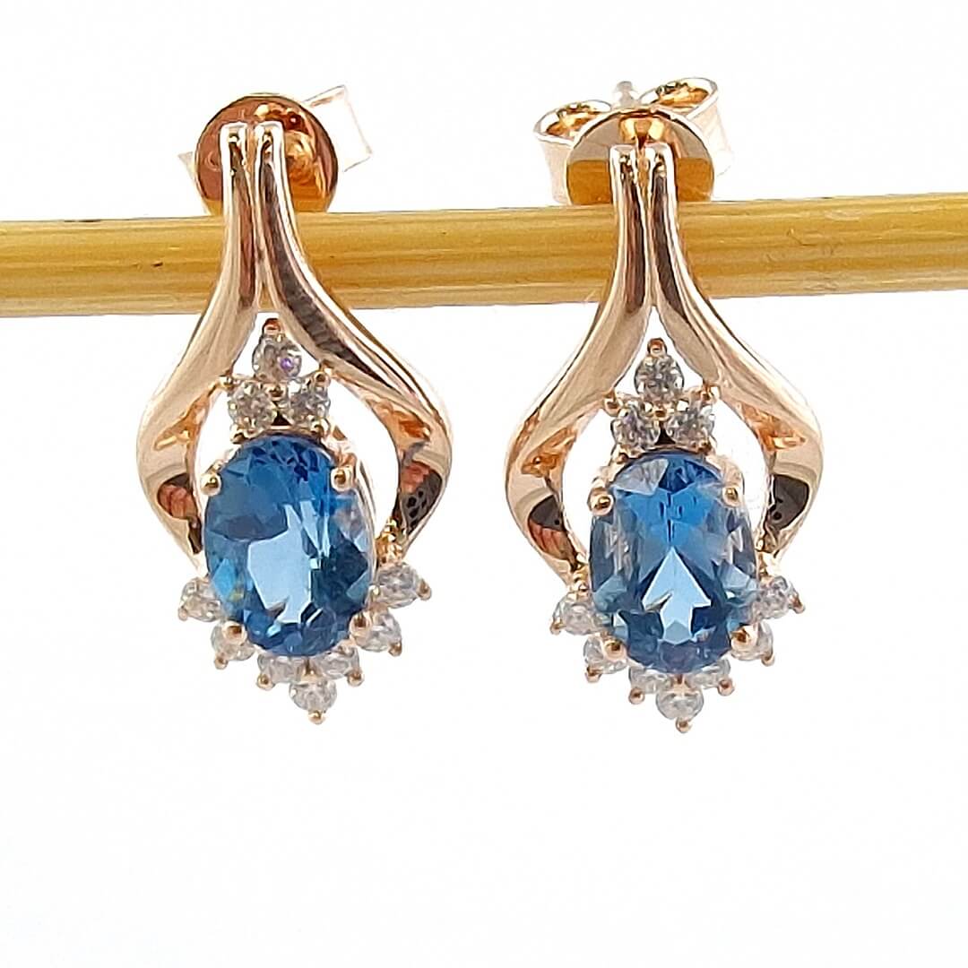 Topaz & Moissanite Earrings 14K Gold-plated Silver - SOPHYGEMS