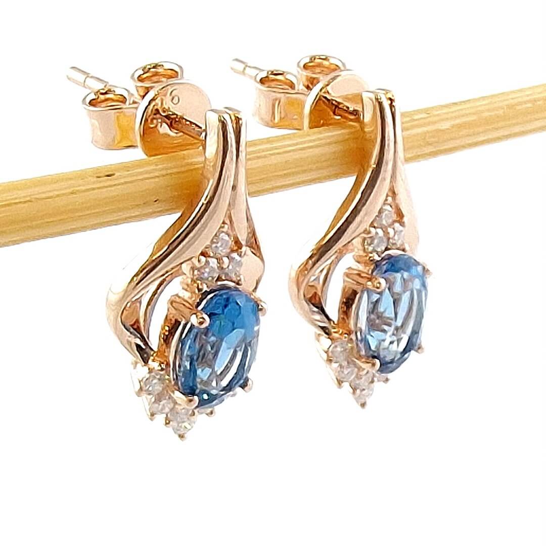 Topaz & Moissanite Earrings 14K Gold-plated Silver - SOPHYGEMS