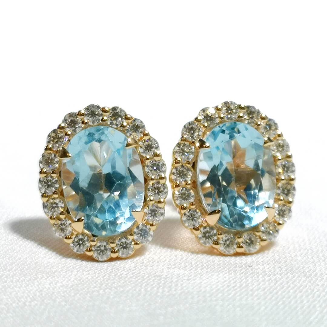 Topaz & Moissanite Earrings 14K Gold-plated Silver 925 - SOPHYGEMS