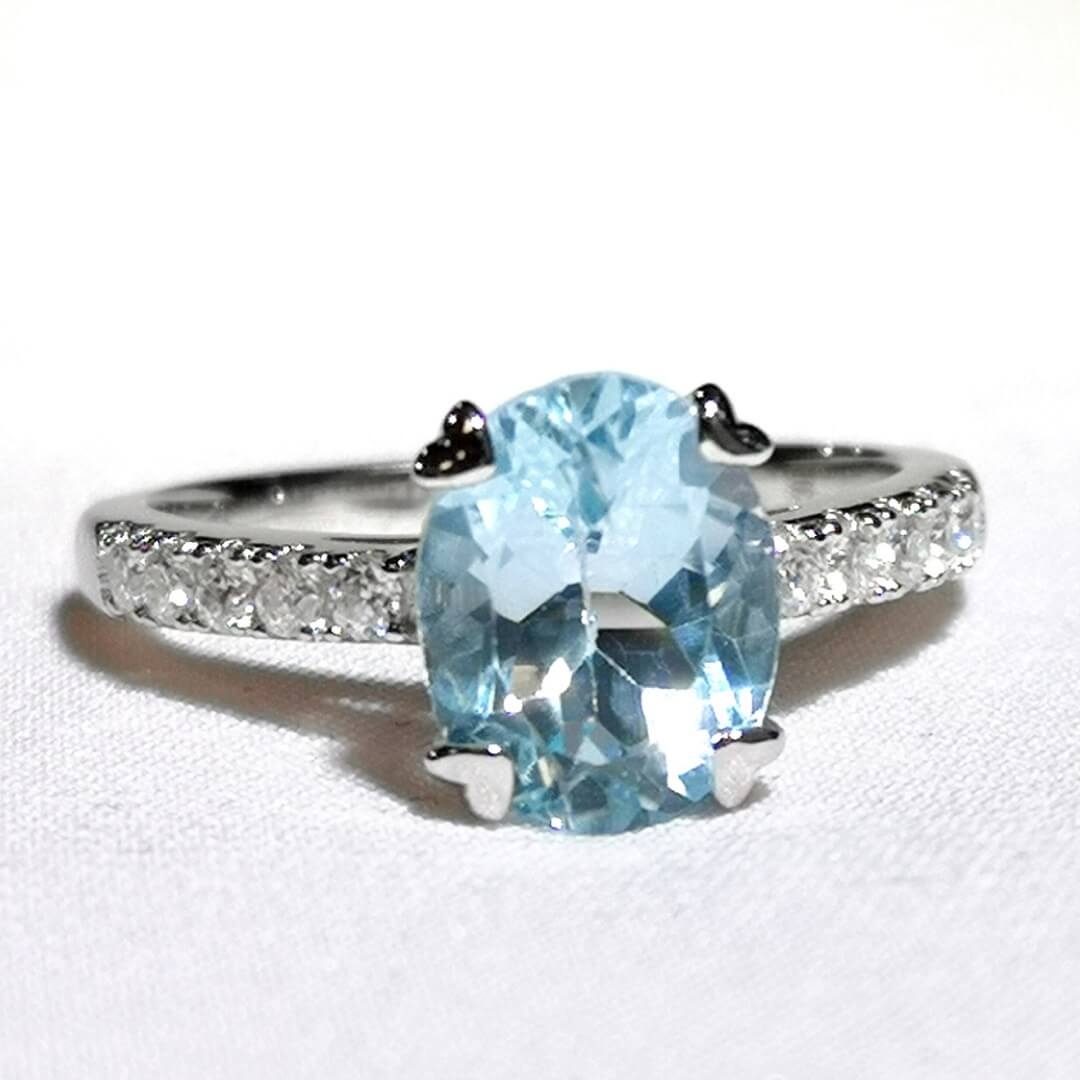 Topaz & Moissanite Ring Sterling Silver Ring - SOPHYGEMS