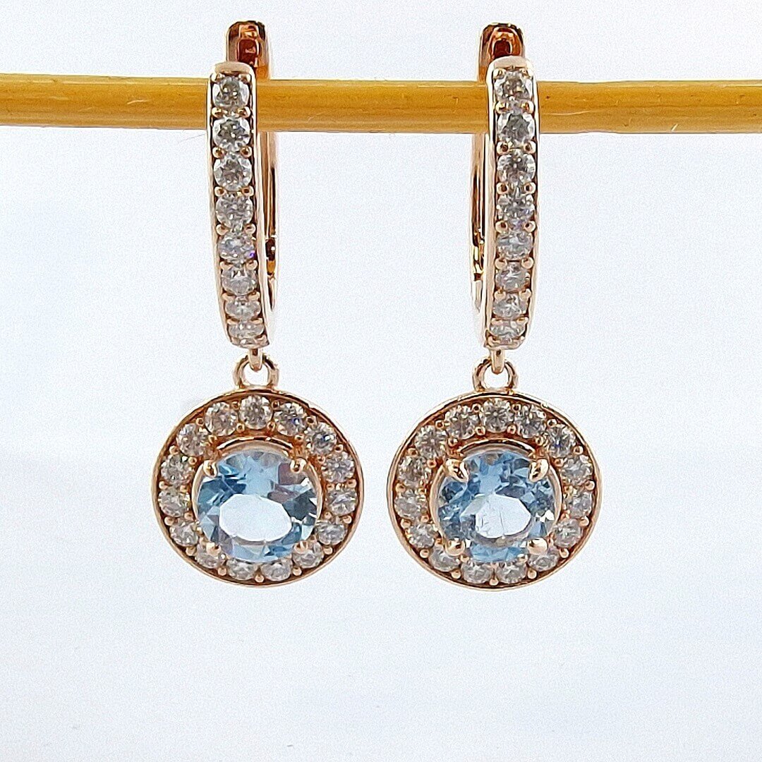 Topaz & Moissanites 14K Gold-plated Silver Earrings - SOPHYGEMS