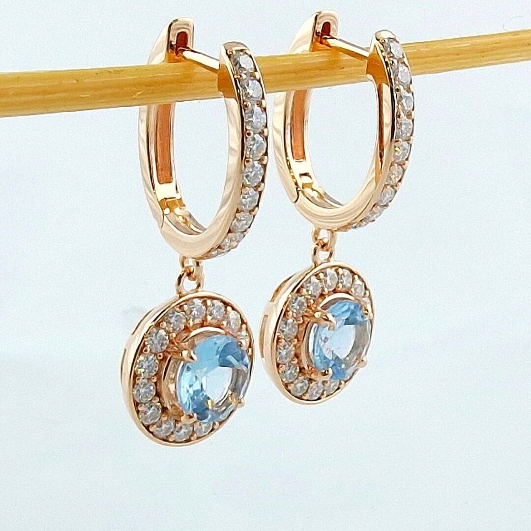 Topaz & Moissanites 14K Gold-plated Silver Earrings - SOPHYGEMS