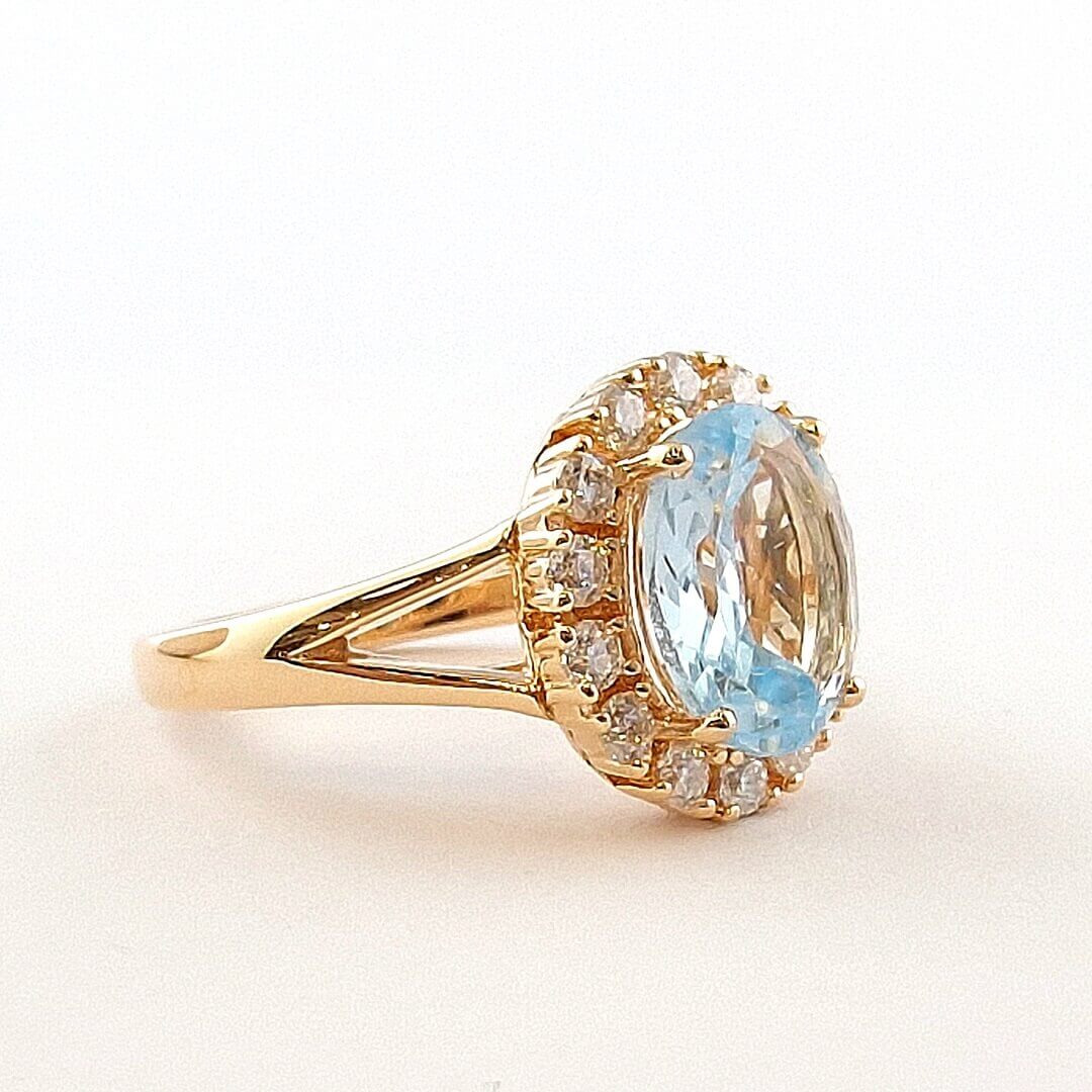 Topaz Moissanites 14K Gold Vermeil Halo Ring - SOPHYGEMS