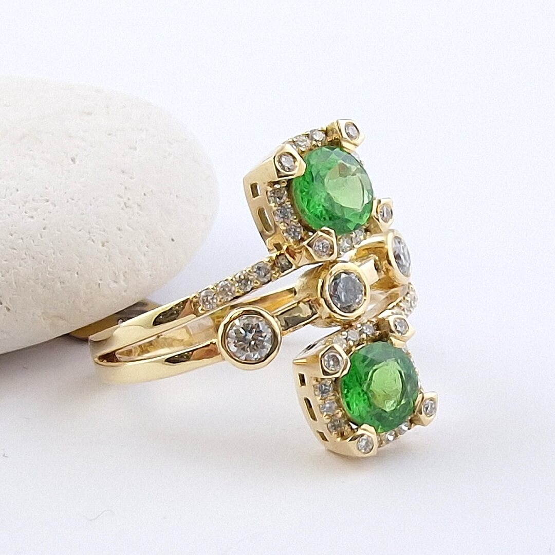 Tsavorite and Diamonds 14K Gold Ring - SOPHYGEMS