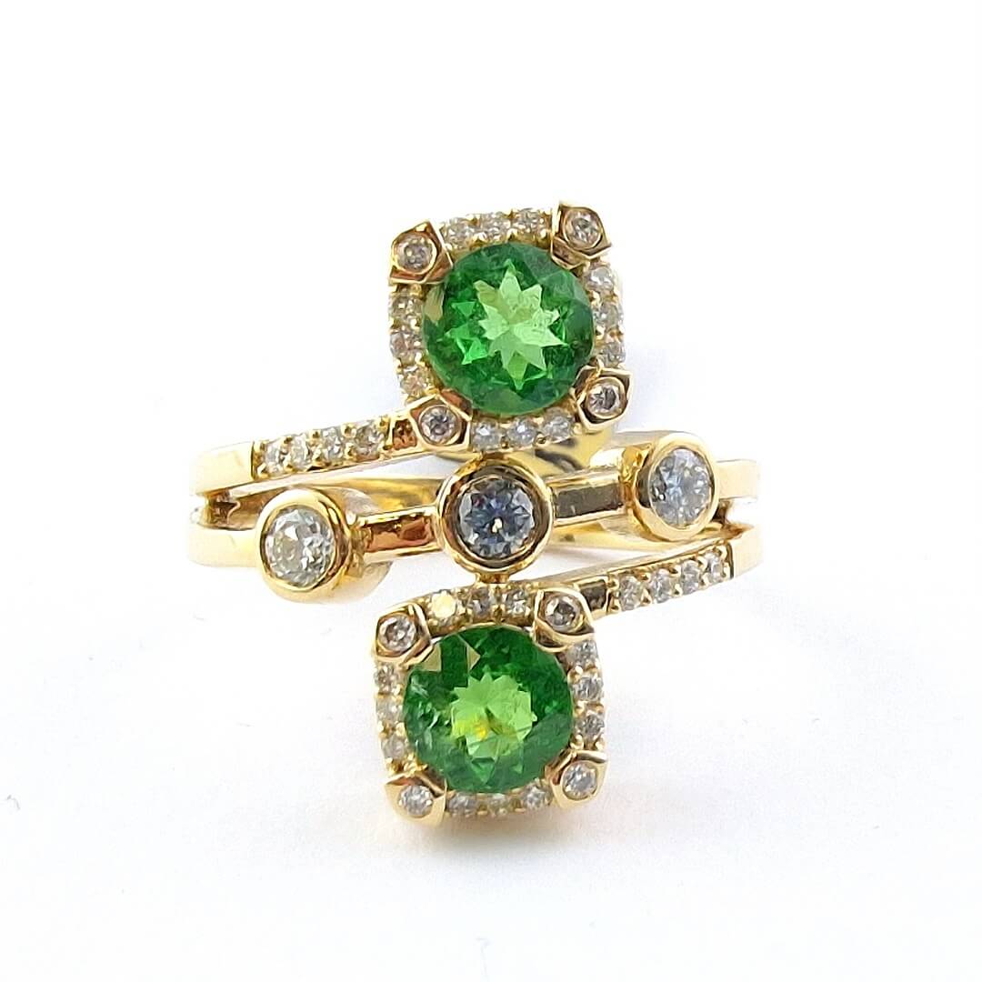 Tsavorite and Diamonds 14K Gold Ring - SOPHYGEMS